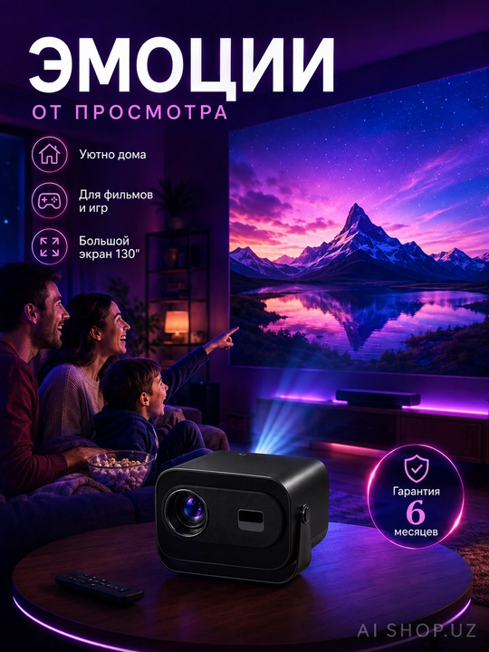 Uy, kino va o‘yinlar uchun ixcham Full HD proyektor, katta ekran, HDMI, USB