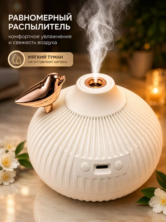 Mini havo namlagich, ultratovushli namlagich, 300 ml, USB Type-C, LED chiroqli