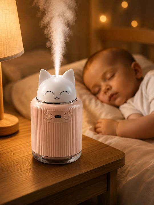 Mini havo namlagich, ultratovushli namlagich, 300 ml, USB Type-C, LED chiroqli