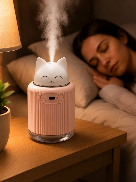 Mini havo namlagich, ultratovushli namlagich, 300 ml, USB Type-C, LED chiroqli
