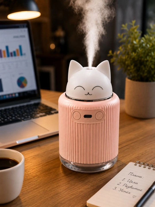 Mini havo namlagich, ultratovushli namlagich, 300 ml, USB Type-C, LED chiroqli