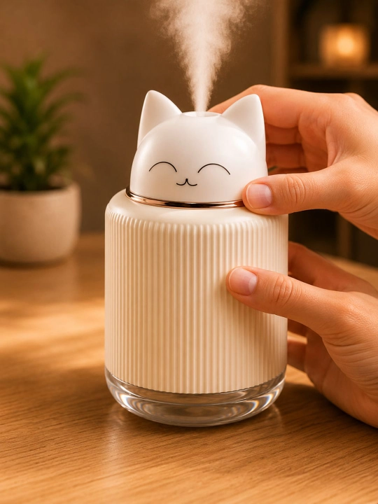 Mini havo namlagich, ultratovushli namlagich, 300 ml, USB Type-C, LED chiroqli