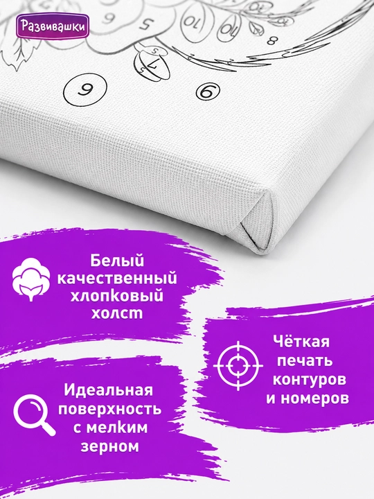 Набор для рисования на холсте для детей, в комплекте: мольберт, краски и кисть