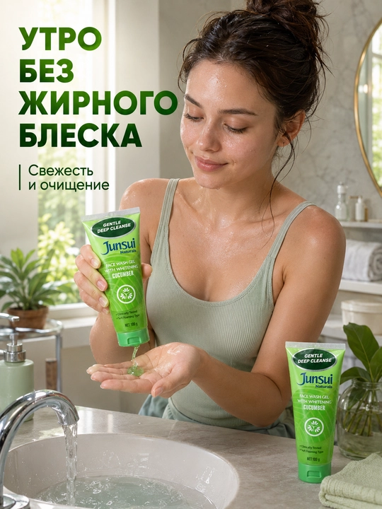 Гель для умывания Junsui Naturals с огурцом, очищающий для лица, 100 г