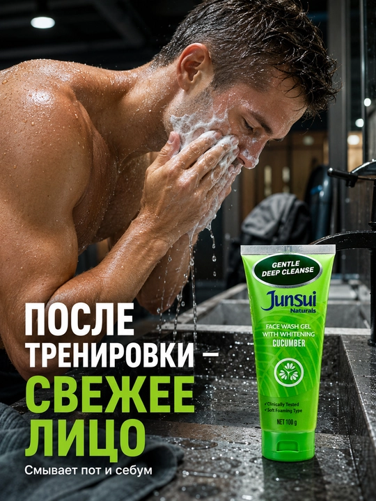 Гель для умывания Junsui Naturals с огурцом, очищающий для лица, 100 г