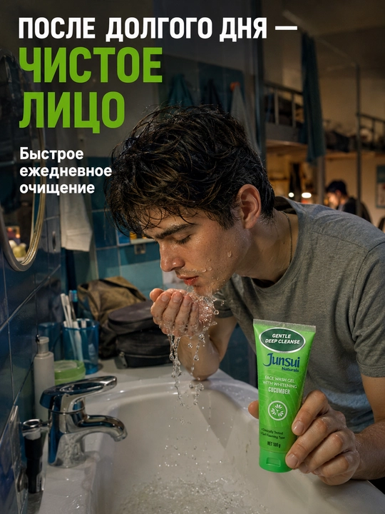 Гель для умывания Junsui Naturals с огурцом, очищающий для лица, 100 г