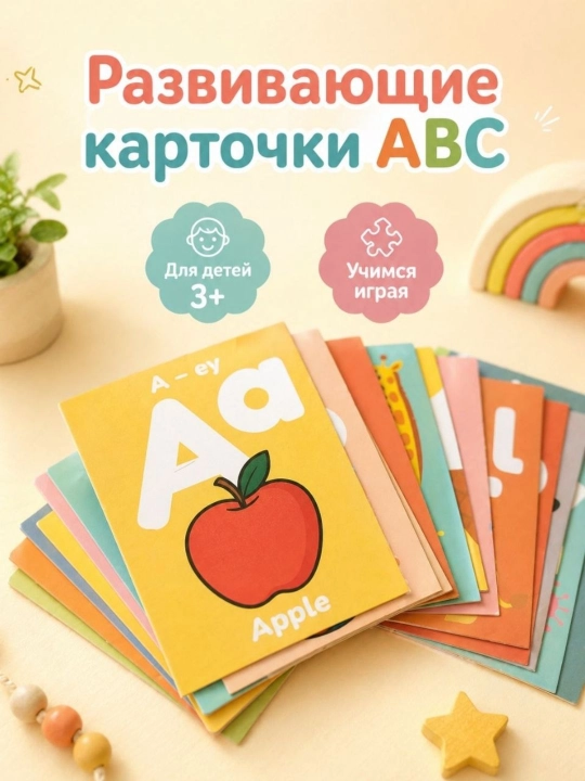 Bolalar uchun ertak kitobchasi va ABC kartochkalar, 2+ yosh rivojlantiruvchi kitoblar - 