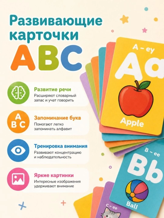 Детская книжка со сказками и ABC-карточки, для детей от 2 лет