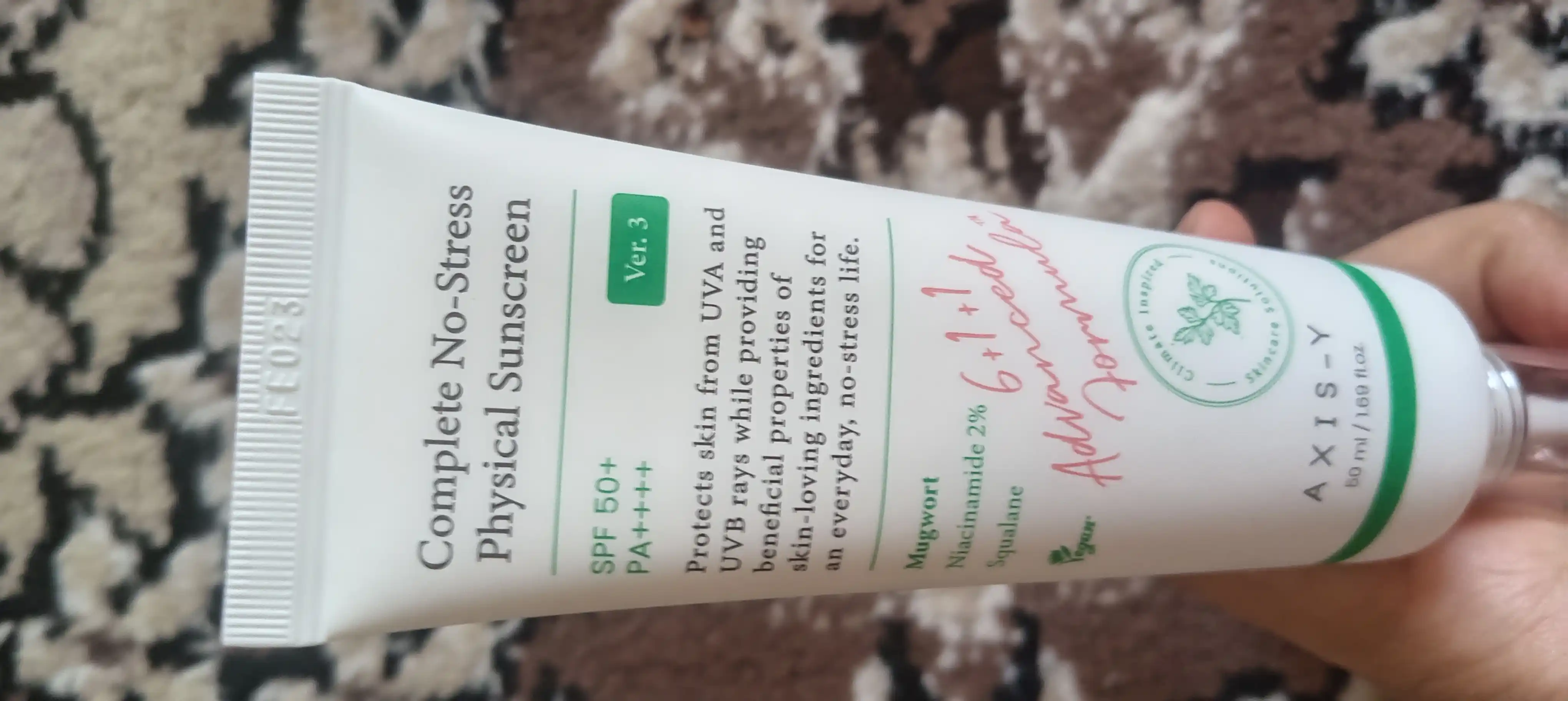 Quyoshdan himoya kremi AXIS-Y Complete No-Stress Physical Sunscreen SPF50+ PA++++, 50 ml