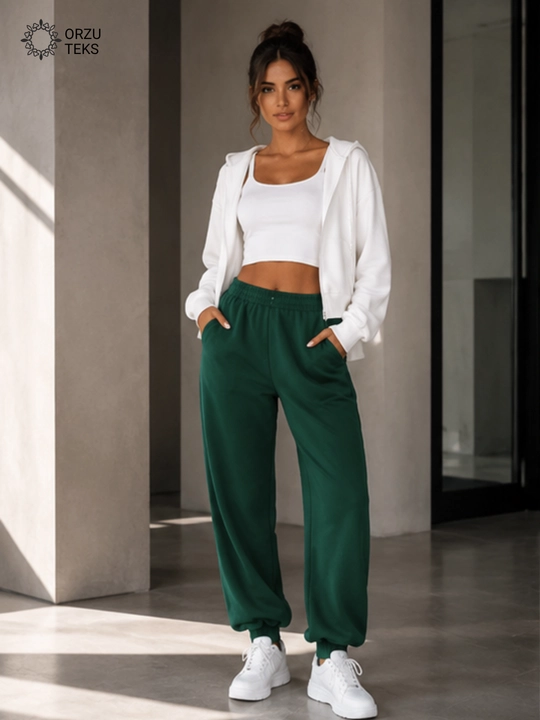 Ayollar keng jogger shimi, paxtasidan tikilgan sport shimi, ORZU-TEXS