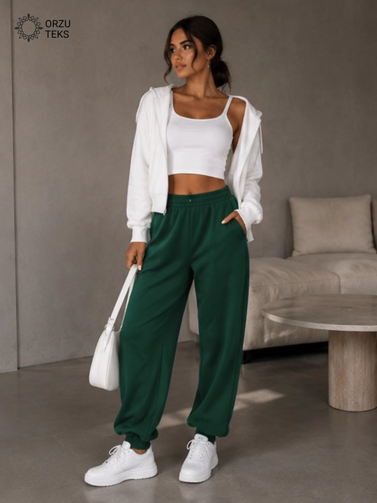 Ayollar keng jogger shimi, paxtasidan tikilgan sport shimi, ORZU-TEXS