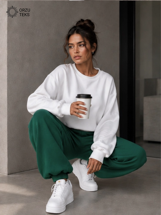 Ayollar keng jogger shimi, paxtasidan tikilgan sport shimi, ORZU-TEXS