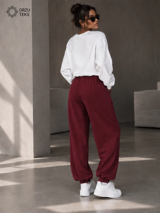 Ayollar keng jogger shimi, paxtasidan tikilgan sport shimi, ORZU-TEXS