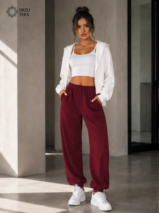 Ayollar keng jogger shimi, paxtasidan tikilgan sport shimi, ORZU-TEXS
