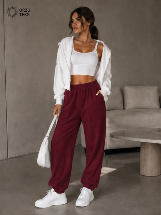 Ayollar keng jogger shimi, paxtasidan tikilgan sport shimi, ORZU-TEXS