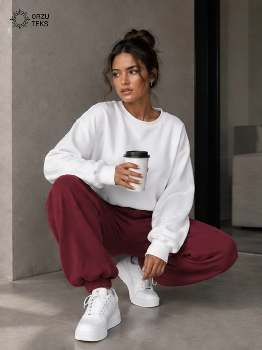 Ayollar keng jogger shimi, paxtasidan tikilgan sport shimi, ORZU-TEXS