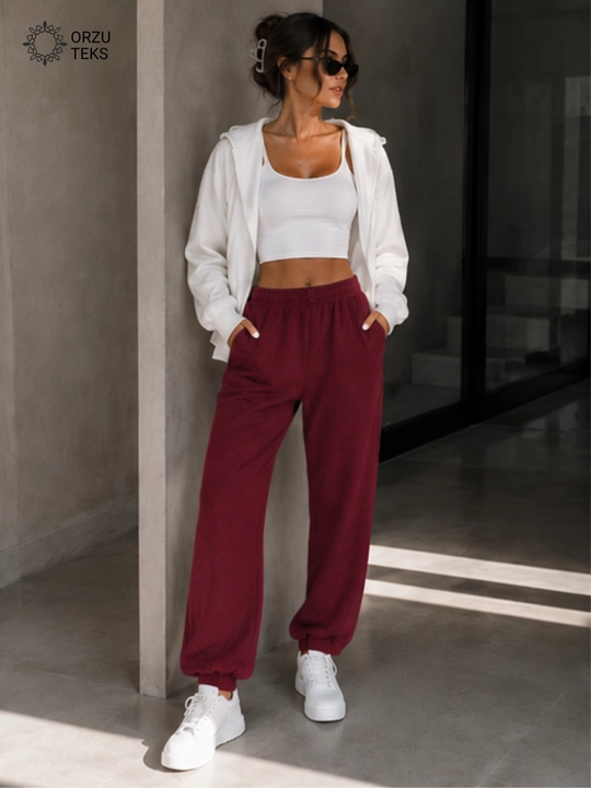 Ayollar keng jogger shimi, paxtasidan tikilgan sport shimi, ORZU-TEXS