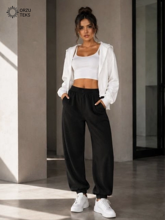 Ayollar keng jogger shimi, paxtasidan tikilgan sport shimi, ORZU-TEXS