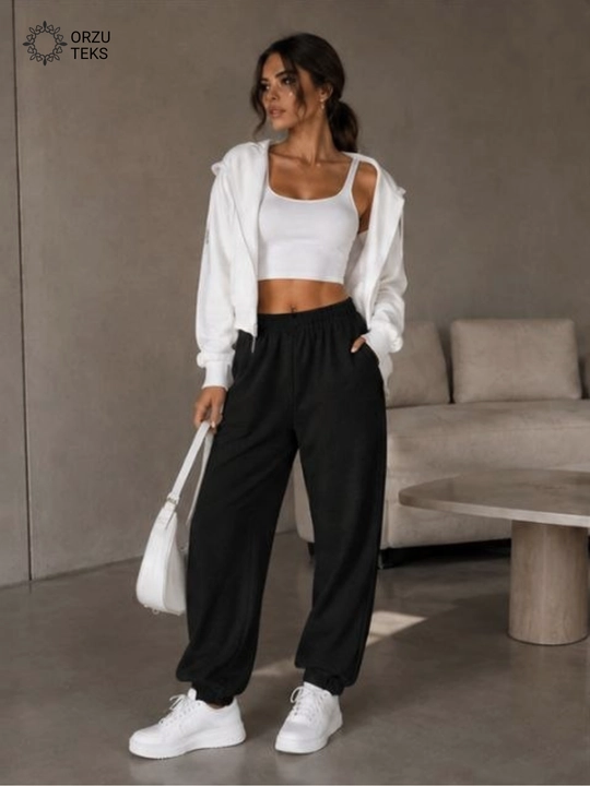 Ayollar keng jogger shimi, paxtasidan tikilgan sport shimi, ORZU-TEXS