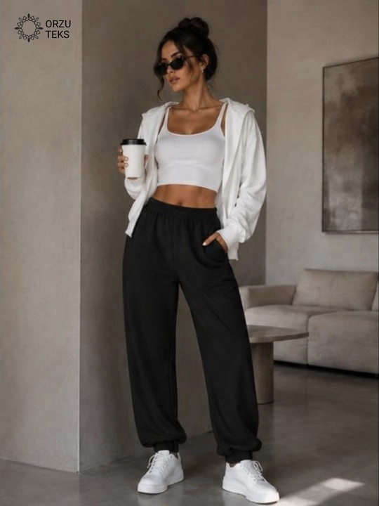 Ayollar keng jogger shimi, paxtasidan tikilgan sport shimi, ORZU-TEXS