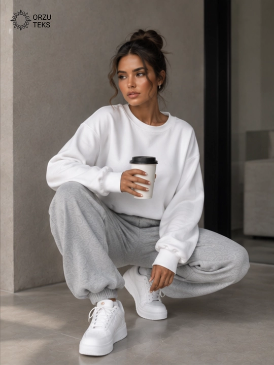 Ayollar keng jogger shimi, paxtasidan tikilgan sport shimi, ORZU-TEXS