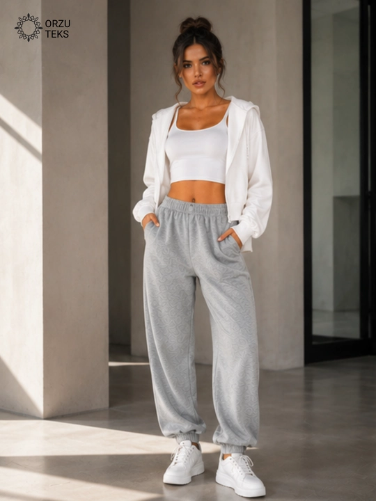 Ayollar keng jogger shimi, paxtasidan tikilgan sport shimi, ORZU-TEXS