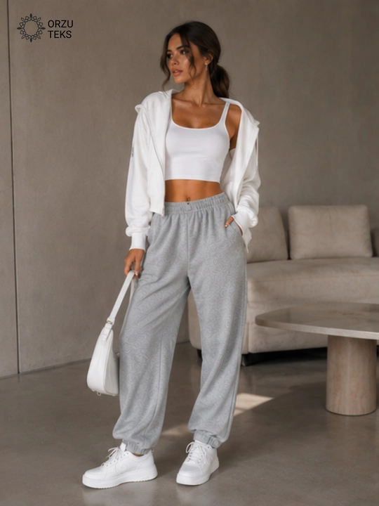 Ayollar keng jogger shimi, paxtasidan tikilgan sport shimi, ORZU-TEXS