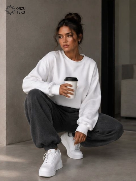 Ayollar keng jogger shimi, paxtasidan tikilgan sport shimi, ORZU-TEXS