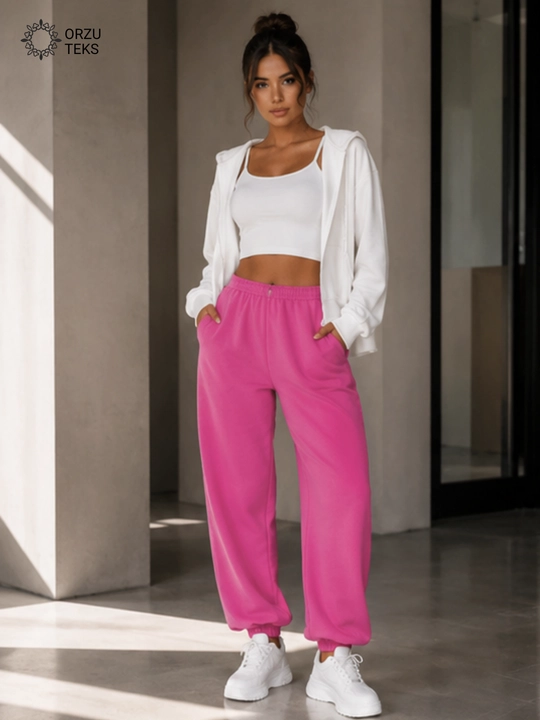 Ayollar keng jogger shimi, paxtasidan tikilgan sport shimi, ORZU-TEXS