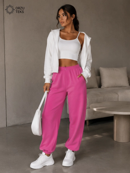 Ayollar keng jogger shimi, paxtasidan tikilgan sport shimi, ORZU-TEXS