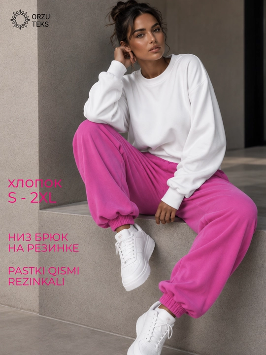 Ayollar keng jogger shimi, paxtasidan tikilgan sport shimi, ORZU-TEXS - 
