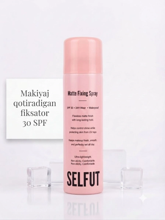 Ayollar va qizlar uchun SELFUT makiyaj qotiruvchi, 24 soat, suvga chidamli, SPF 30, 150 ml