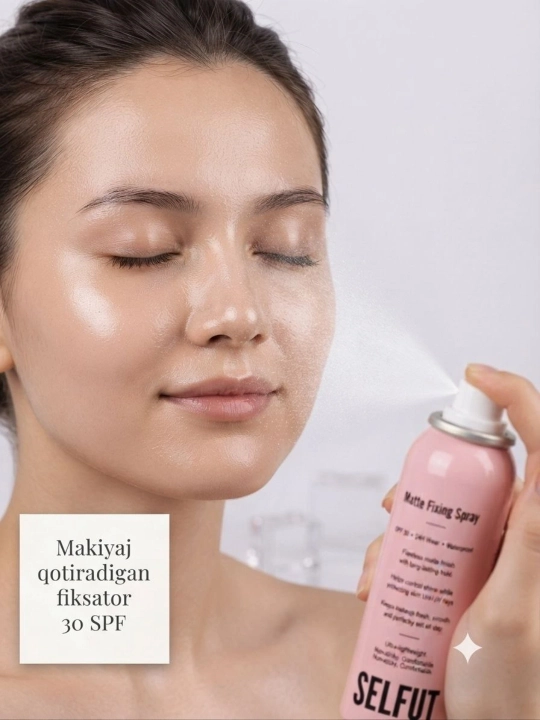 Ayollar va qizlar uchun SELFUT makiyaj qotiruvchi, 24 soat, suvga chidamli, SPF 30, 150 ml