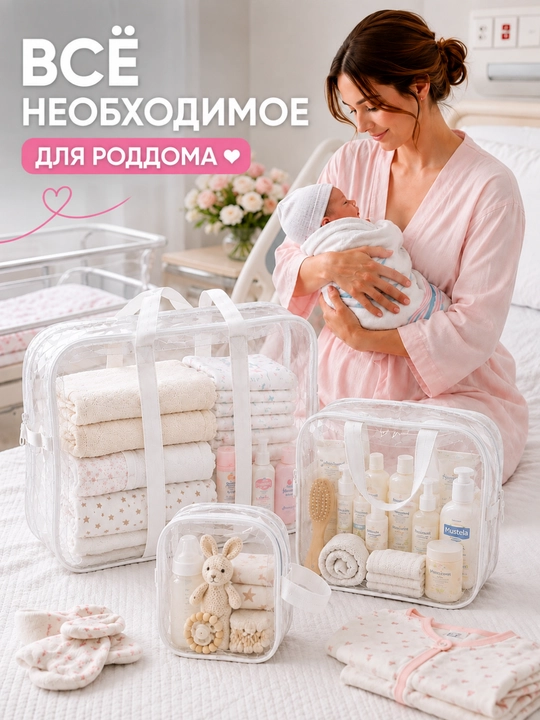 Сумка в роддом, для мамы и малыша, 3 штуки, органайзер для вещей, удобный набор