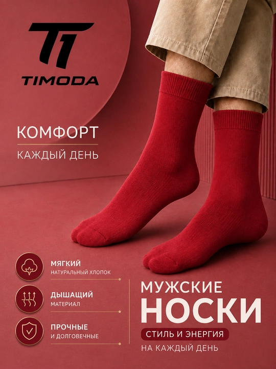 TIMODA 5018 — erkaklar klassik paypog‘i, 3 juft, 40-44 o‘lcham - 