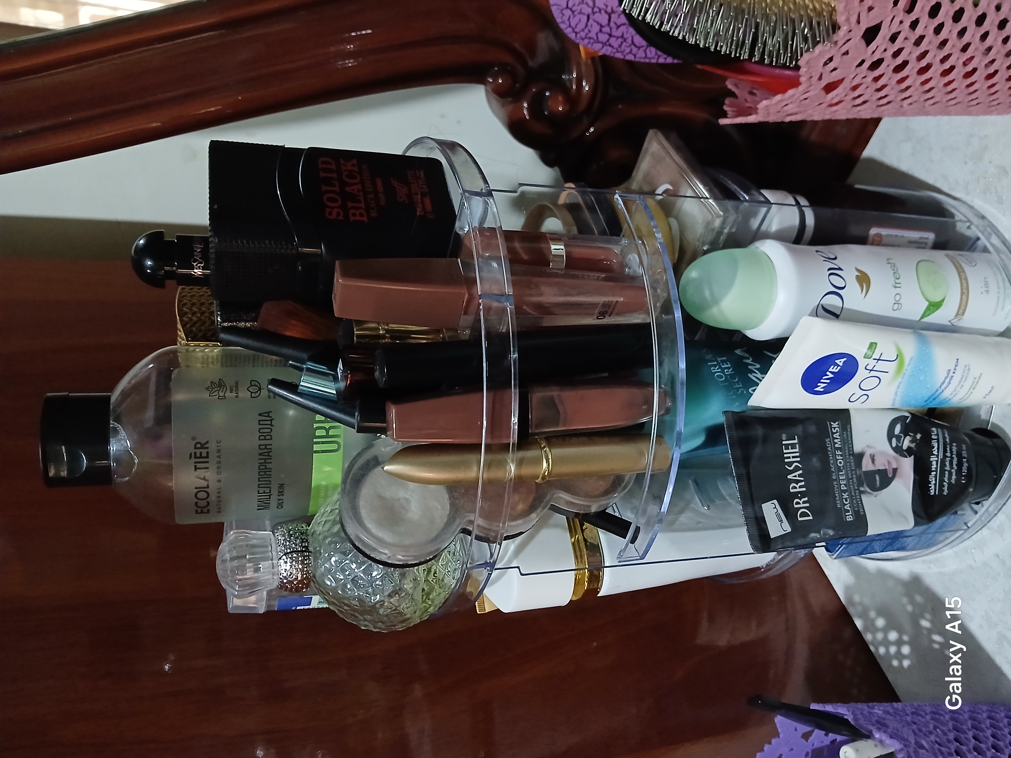 Kosmetika organizer 360° aylanuvchi, katta sig‘imli, shaffof make-up organizer