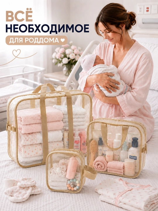 Сумка в роддом, для мамы и малыша, 3 штуки, органайзер для вещей, удобный набор