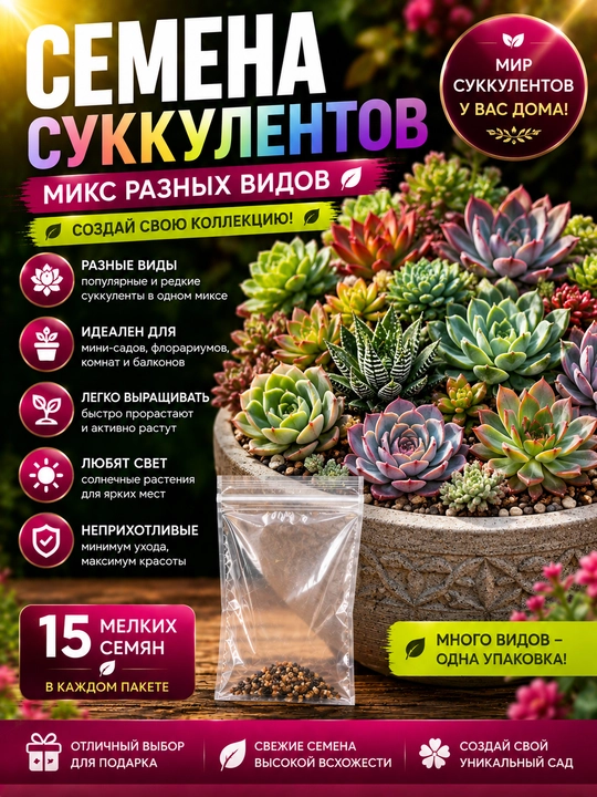 Семена Комнатных Растений Адениум Глоксиния Колеус Хищник Мимоза Стрептакарпус Цинерария - 