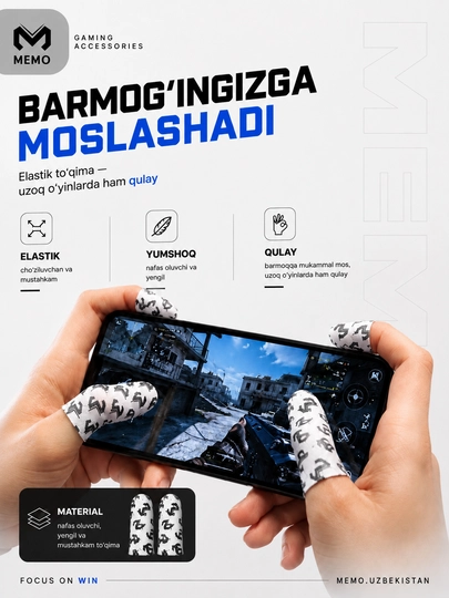 MEMO Gaming Finger Sleeves o‘yin qo‘lqoplari Silver Fiber qo‘lqop, 1 juft