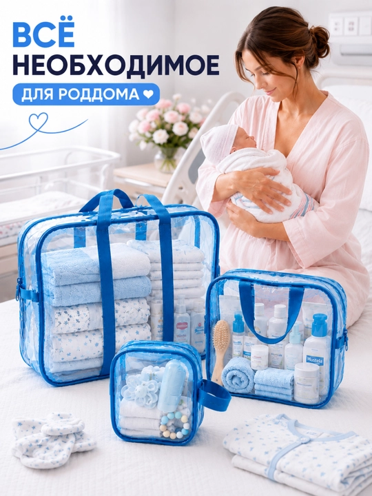 Сумка в роддом, для мамы и малыша, 3 штуки, органайзер для вещей, удобный набор