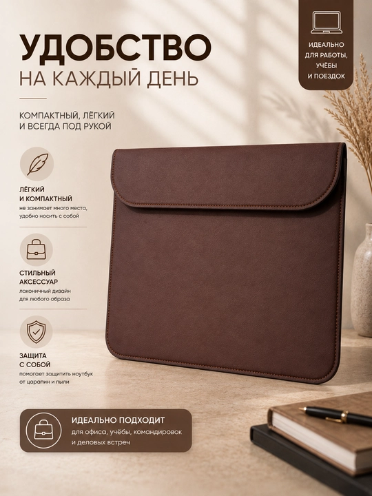 Чехол для ноутбука 14 и 16 дюймов, защитный, на магнитах, для работы и учебы