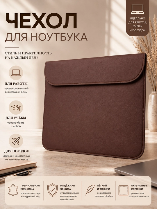 Чехол для ноутбука 14 и 16 дюймов, защитный, на магнитах, для работы и учебы - 
