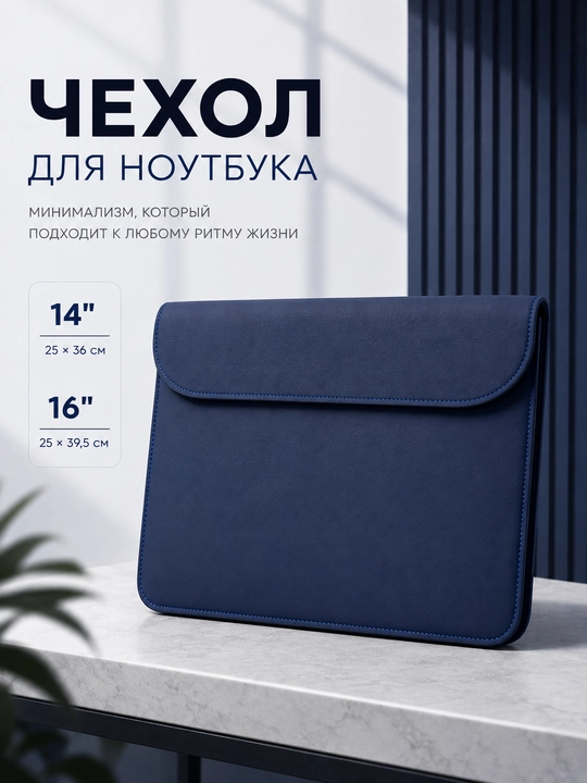 Чехол для ноутбука 14 и 16 дюймов, защитный, на магнитах, для работы и учебы - 