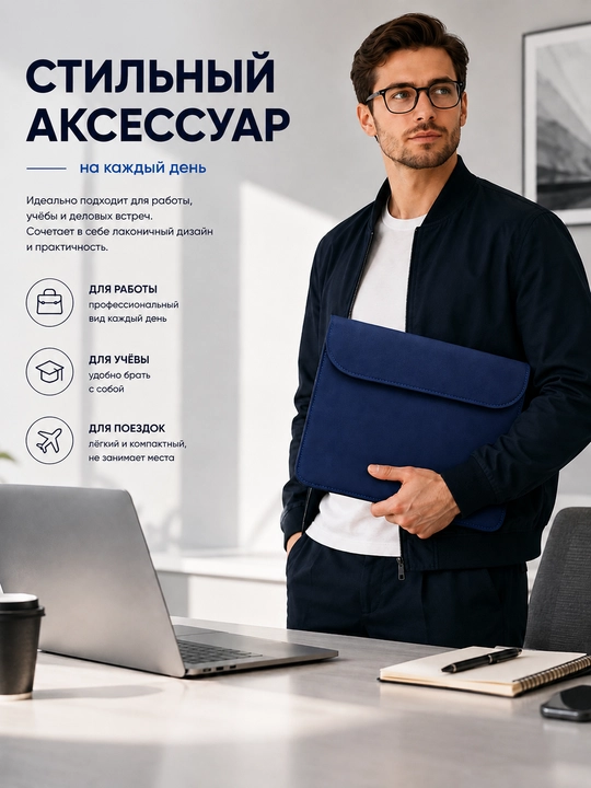 Чехол для ноутбука 14 и 16 дюймов, защитный, на магнитах, для работы и учебы