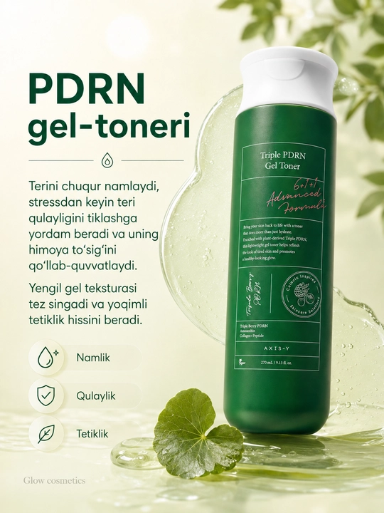 AXIS-Y yuz terisini tiklash uchun uch karra PDRN bilan oqartiruvchi gel-toner