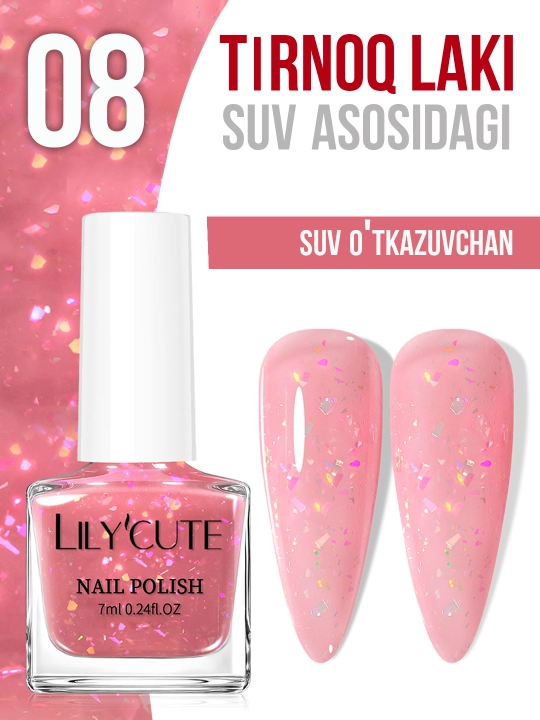 Лак для ногтей на водной основе LILY'CUTE. Сохнет без UV лампы. 7 мл