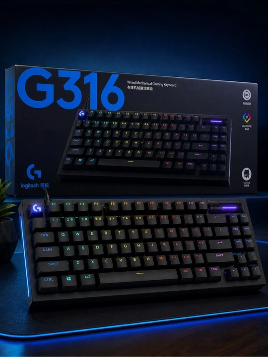 Logitech G316 simli mexanik o‘yin klaviaturasi, RGB, Hot Swap