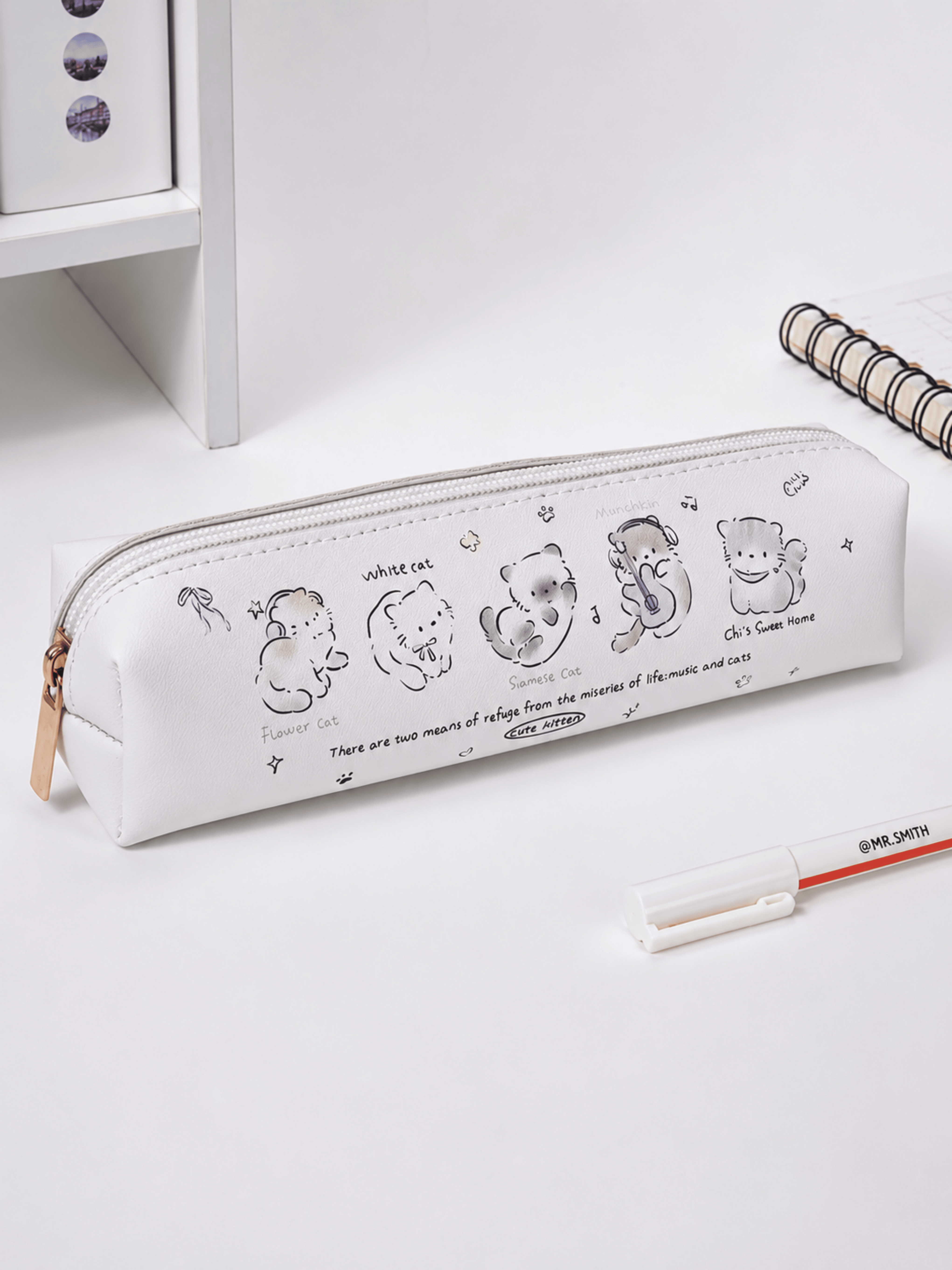 Пенал для ручек и карандашей из экокожи, 23×5×8 см, для школы и офиса