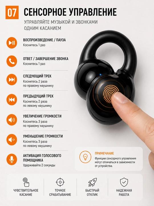 CLIP-210 Bluetooth simsiz quloqchinlar, quloqqa qistiriladigan, Smart Touch