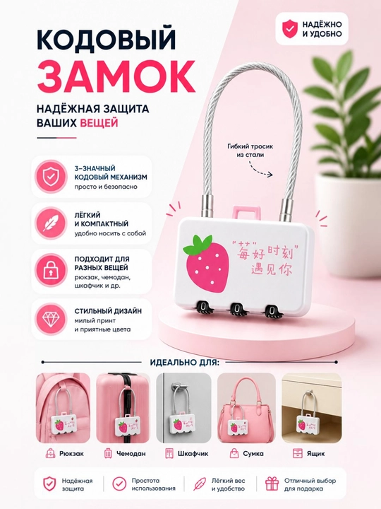 Parolli qulf, 3-xonali kodli qulf, chemodan, ryukzak va sumka uchun xavfsizlik qulf